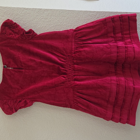 Tea Collection Kids Hot Pink Formal/ Casual Velvet Dress. - Picture 3 of 10